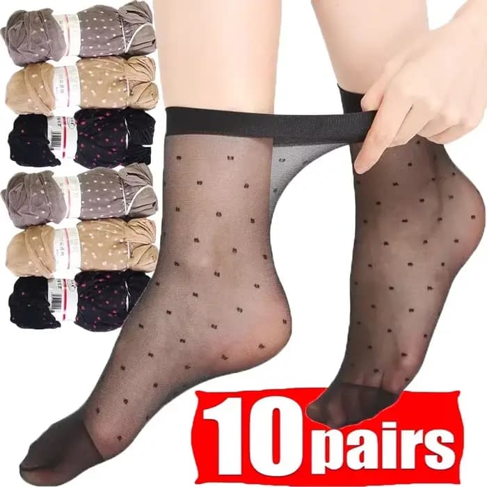 Chaussettes en soie à pois pour femmes