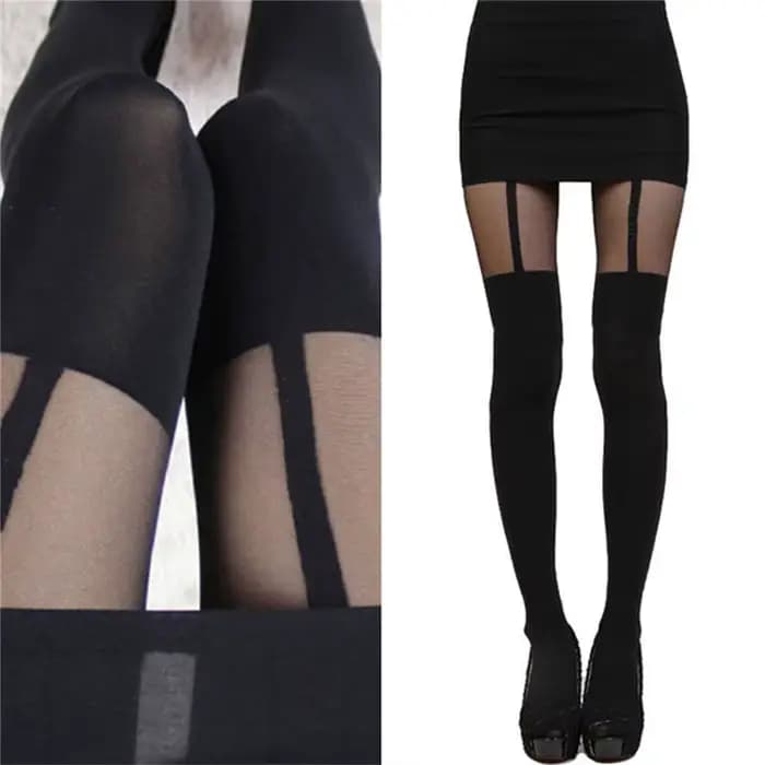 Collants noirs sexy pour femmes, effet porte-jarretelles, au-dessus du genou, nouvelle mode, pour soirées et clubs, cadeaux