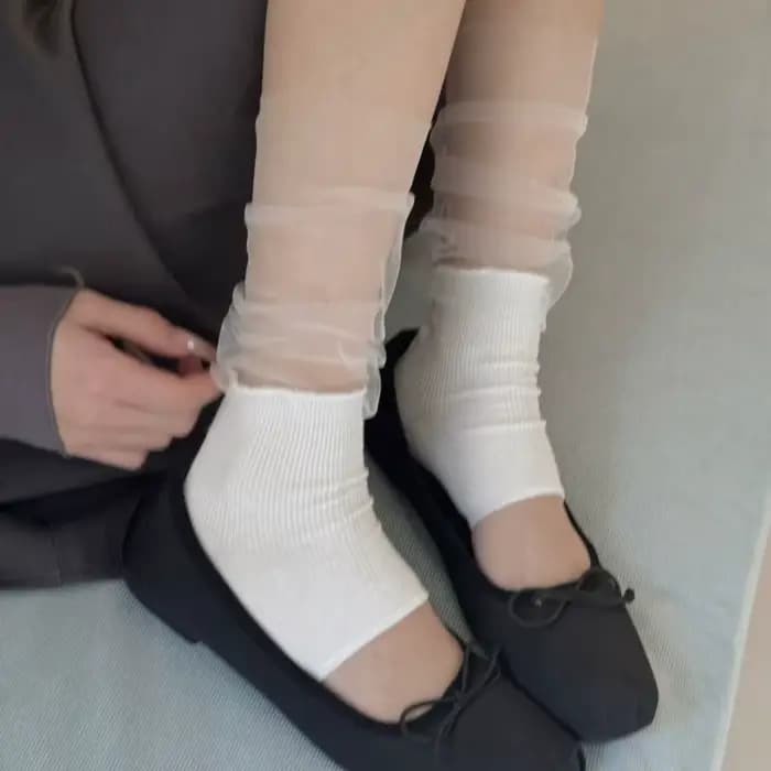 Chaussettes à pois en maille patchwork