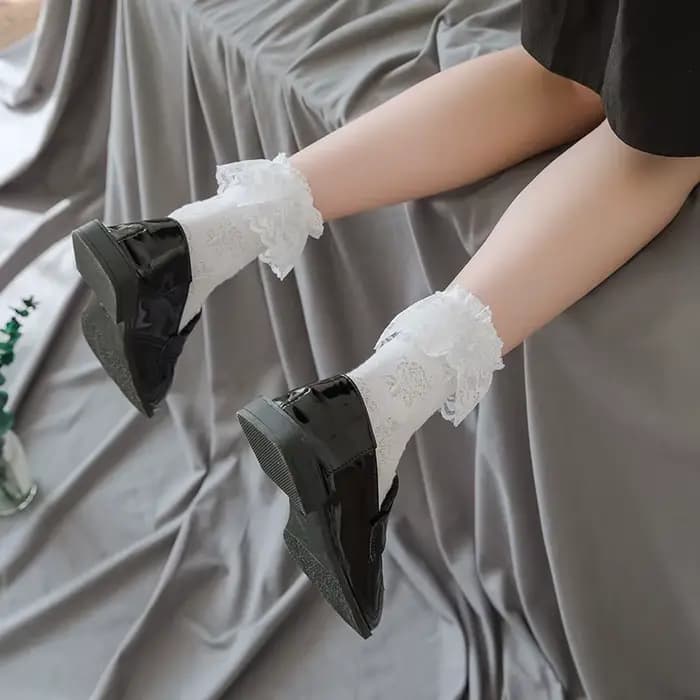 Femme chaussettes Lolita Style noir blanc