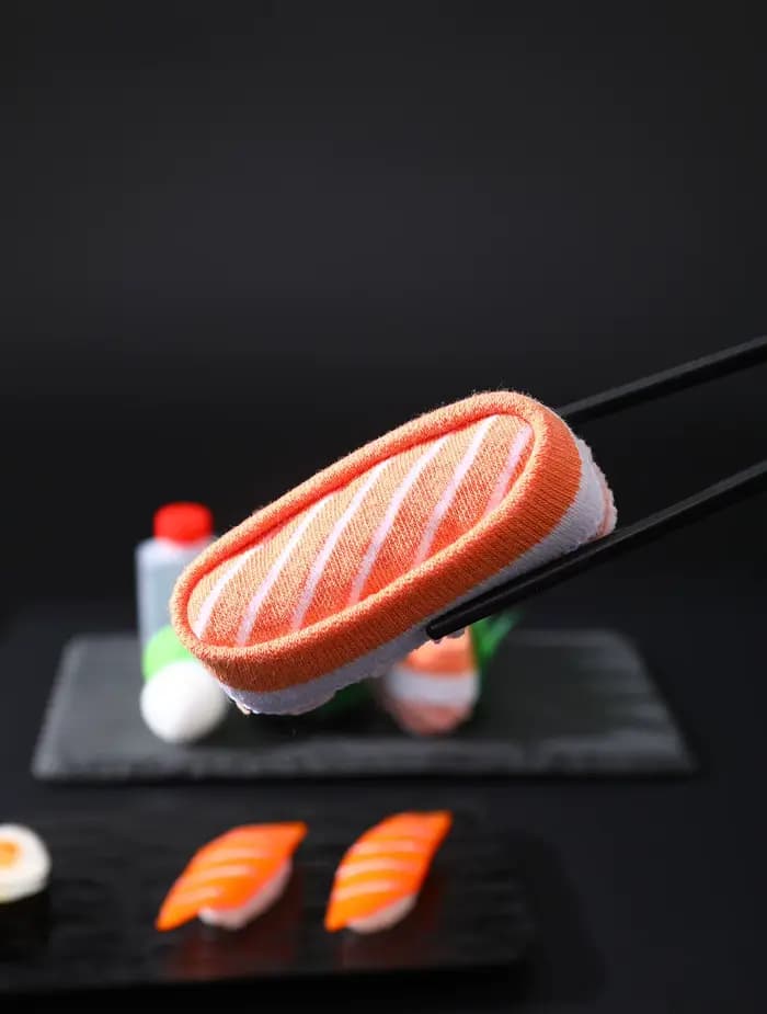 2 paires de chaussettes à sushi saumon