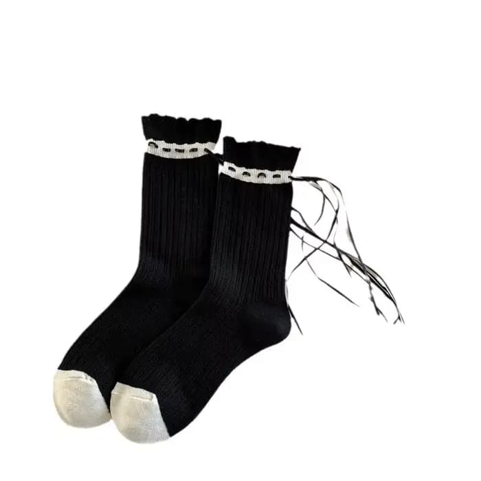 Chaussettes à froufrous en coton pour femmes