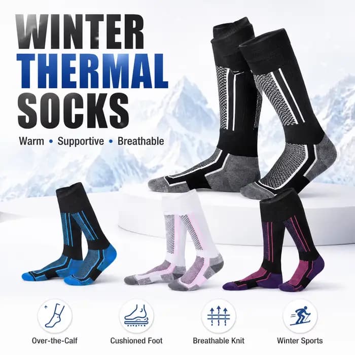 Chaussettes de ski thermiques à compression pour l'hiver