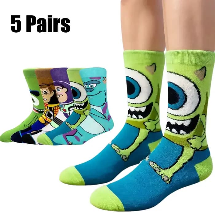 5 paires de chaussettes pour hommes et femmes, amusantes, originales, à thème animation, cosplay, hip hop, longues, tendance, cadeau de Noël original et bizarre