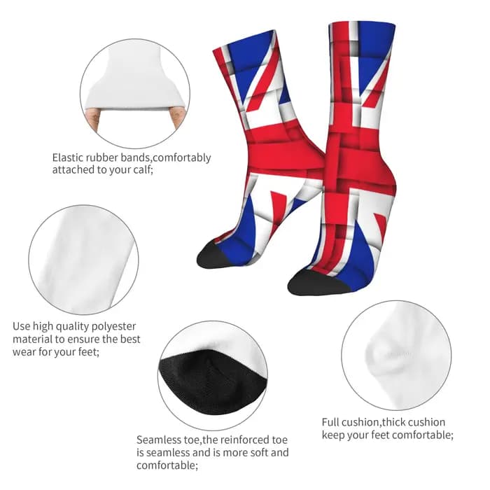 Chaussettes personnalisées drapeau Union Jack du royaume-uni pour hommes et femmes