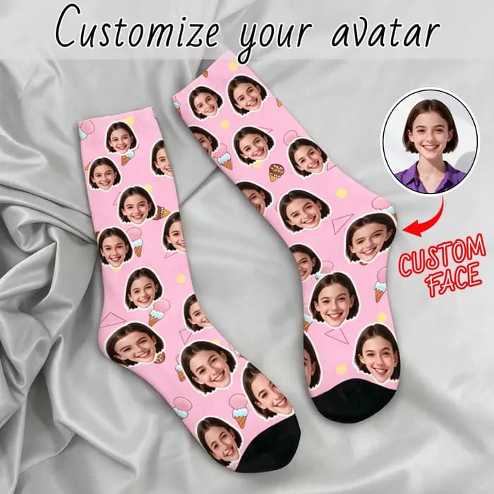 Chaussettes personnalisées en forme de visage, chaussettes unisexes personnalisées à faire soi-même, chaussettes avec photo personnalisée, chaussettes avec photo, chaussettes personnalisées comme cade