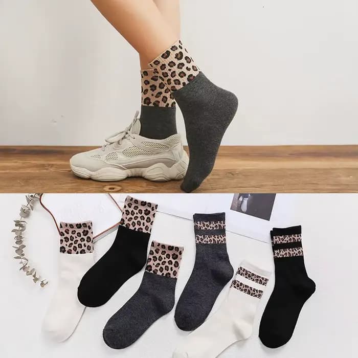 Chaussettes léopard rayées pour femmes