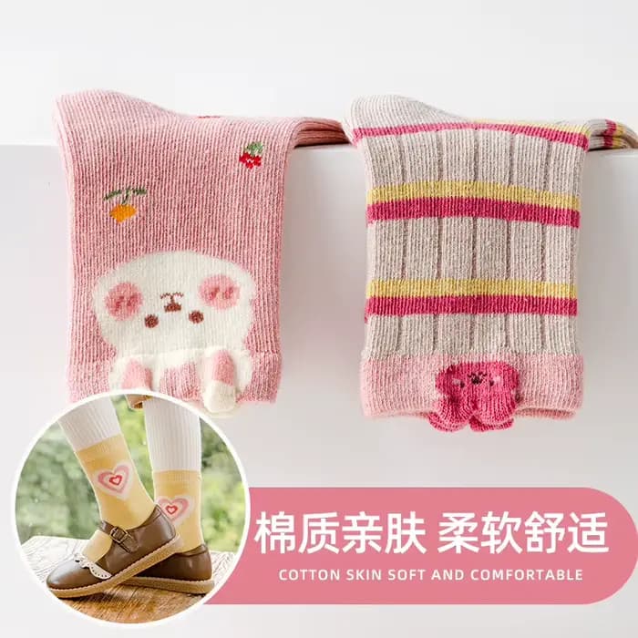 Chaussettes en coton rose pour bébés filles