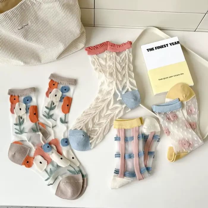 Chaussettes en dentelle transparente respirante pour femmes