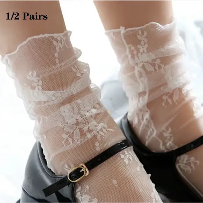 1/2 paires de chaussettes fines femmes été Ultra respirant Transparent dentelle