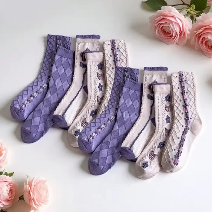 5/10 paires de chaussettes à col rond pour femmes