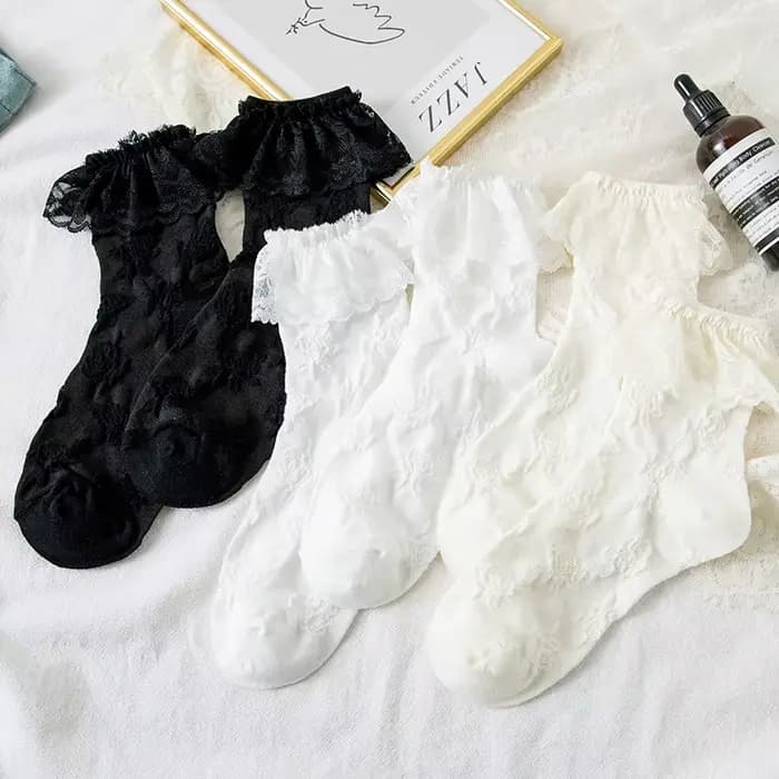 Femme chaussettes Lolita Style noir blanc