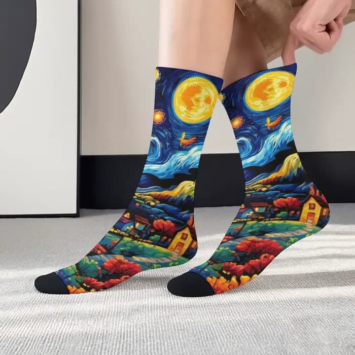 Chaussettes imprimées inspirées de Van Gogh