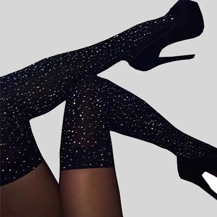 Sexy strass Lingeri longue chaussette femmes