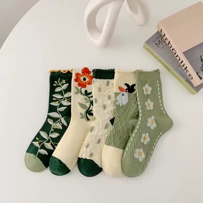 5 paires de chaussettes mi-tube pour femmes