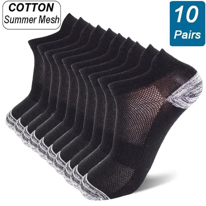 10 paires d'été de haute qualité hommes chaussettes Sport respirant protection cheville chaussettes courtes mâle Sport maille chaussette grande Size44-48
