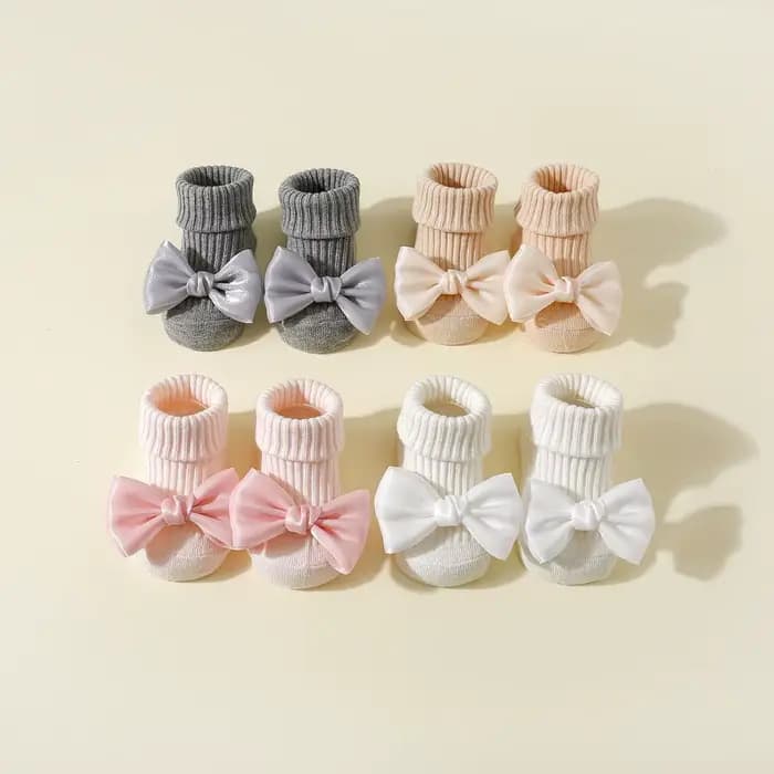 Chaussettes antidérapantes pour bébé avec de jolis nœuds