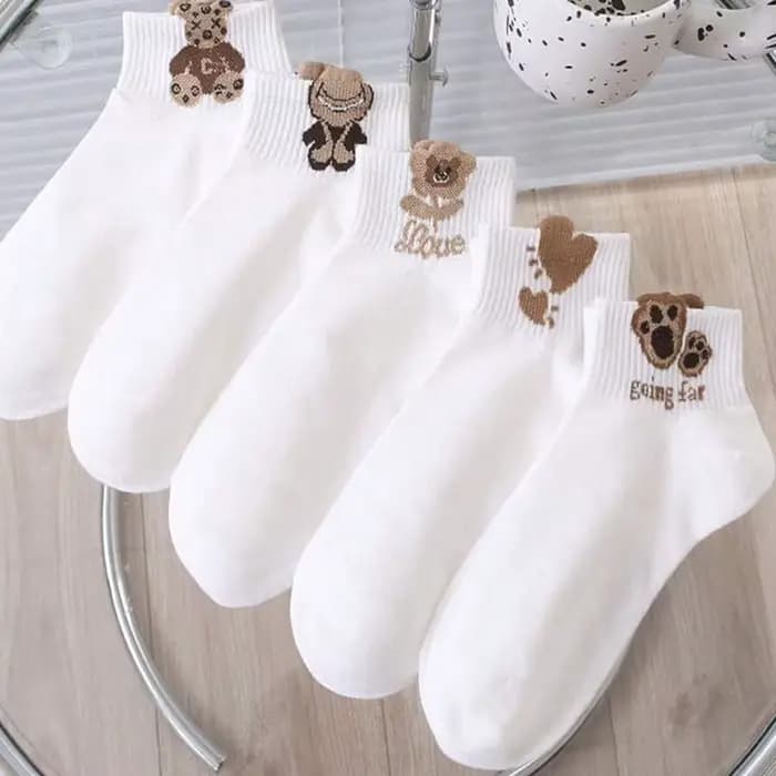 5/10 paires de chaussettes ours mignon pour femmes
