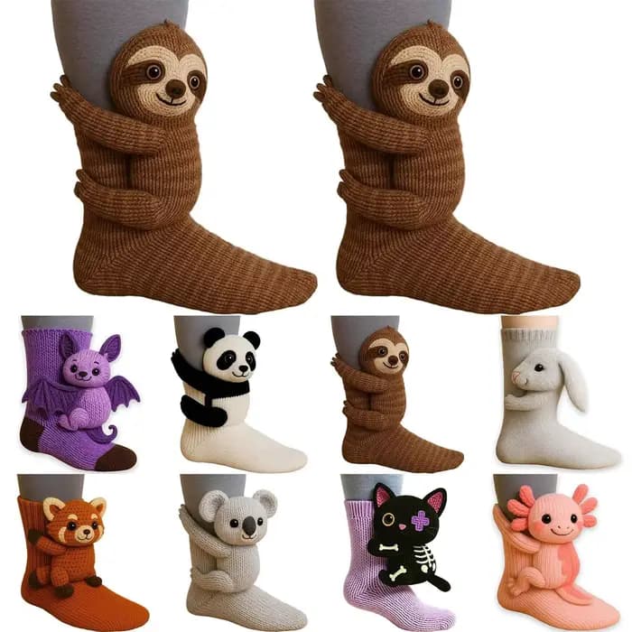 Chaussettes 3D tricotées en forme d'animaux