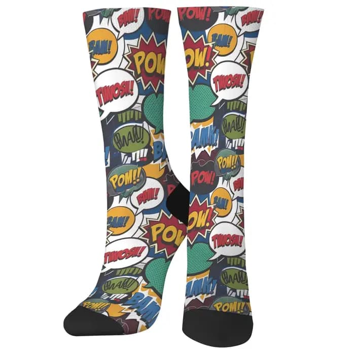 Amusant rue graffiti bande dessinée pop art chaussettes hommes et femmes loisirs sports de plein air