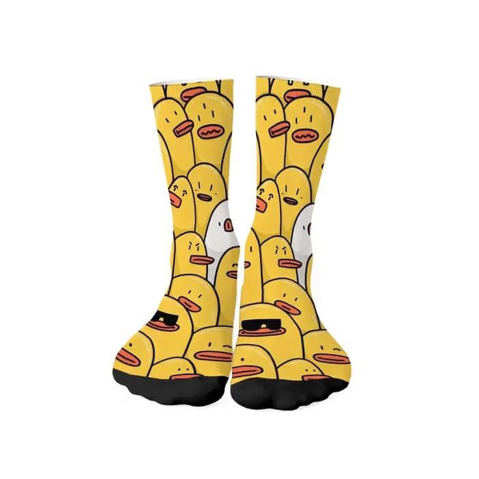 Chaussettes pour hommes imprimées de canard de dessin animé drôle