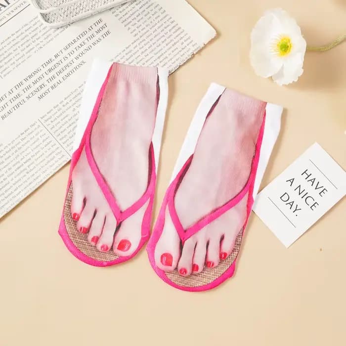 4 paires de chaussettes tongs imprimées en 3D