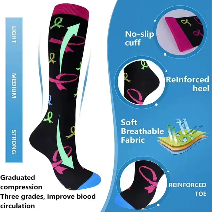 Chaussettes de Compression pour femmes et hommes, bas de genou, 20-30mmHg, œdème, diabète, varices, infirmière, Compression, course à pied, cyclisme, voyage