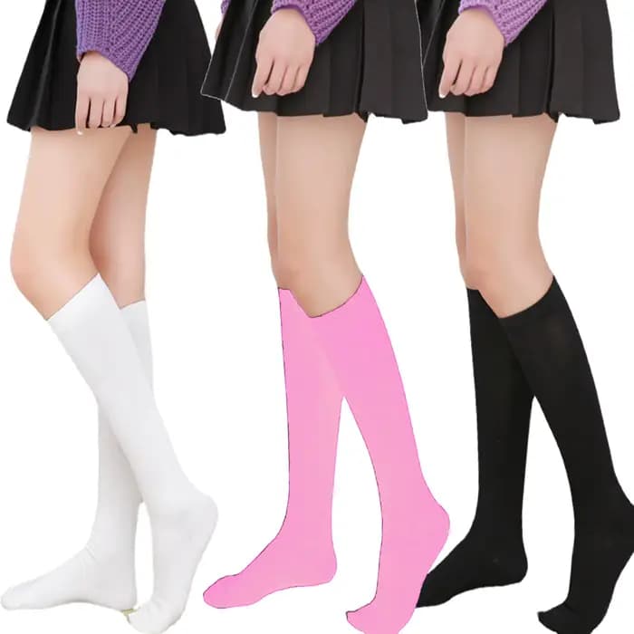 Chaussettes longues à rayures noires et blanches pour femmes