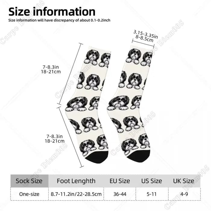 Chaussettes longues unisexes Shih Tzu, bas Harajuku, toutes saisons, accessoires de haute qualité, cadeaux de Noël