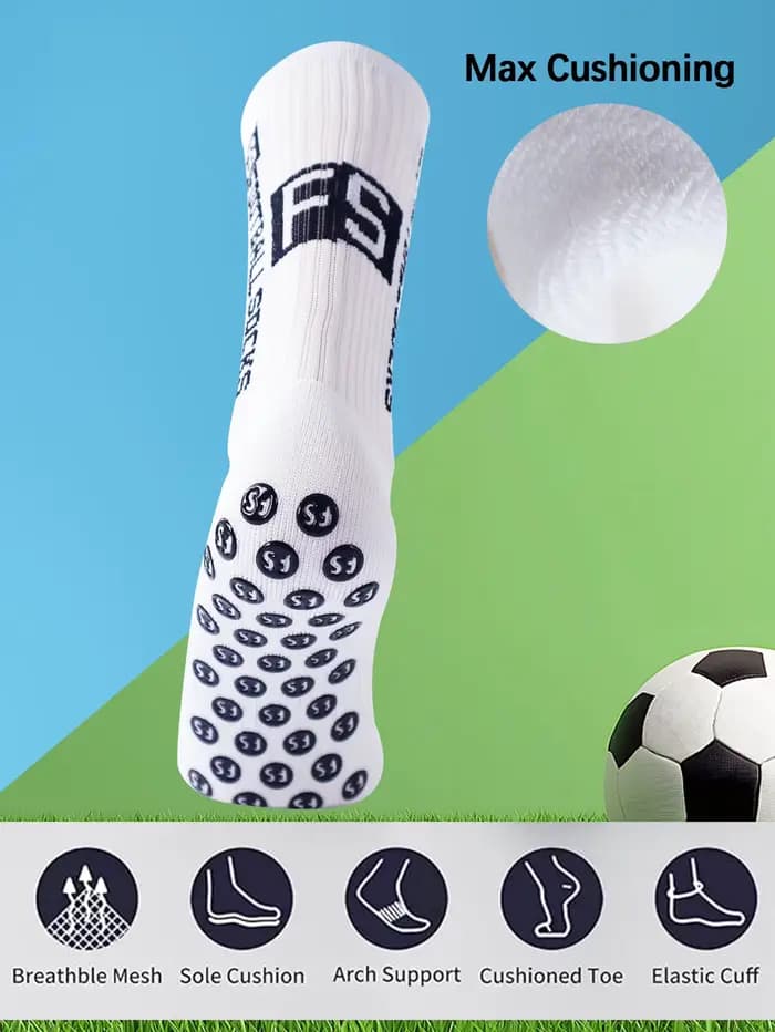 Nouveau Style FS chaussettes de Football rondes en Silicone ventouse poignée anti-dérapant