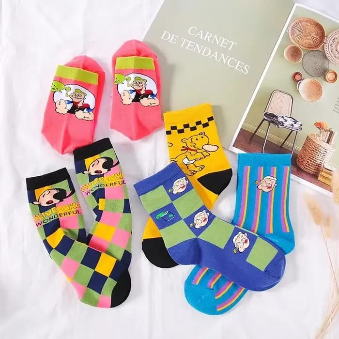 Chaussettes Tube rayées à carreaux colorés