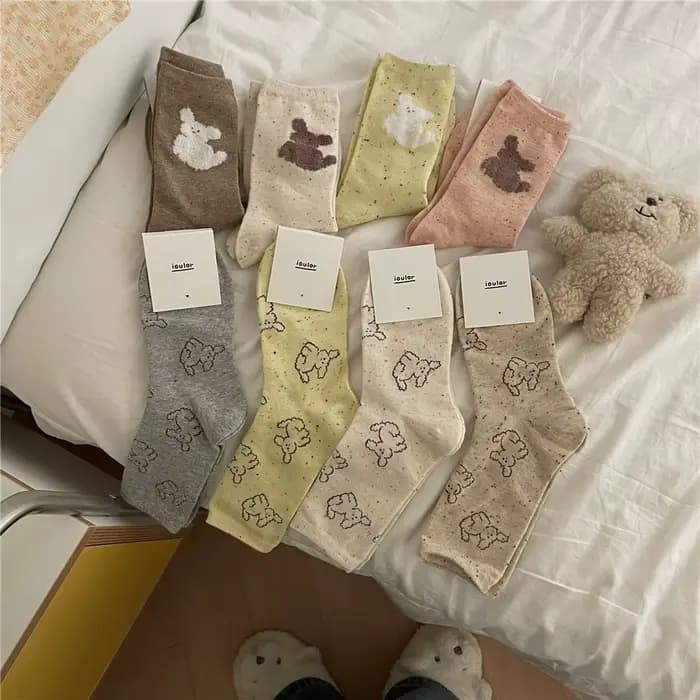 Women's Socks Spring Summer Cloud Dog Cute Middle Tube Socks Versatile Trendy Socks Comfortable Soft Sweat Absorbing Dopamine