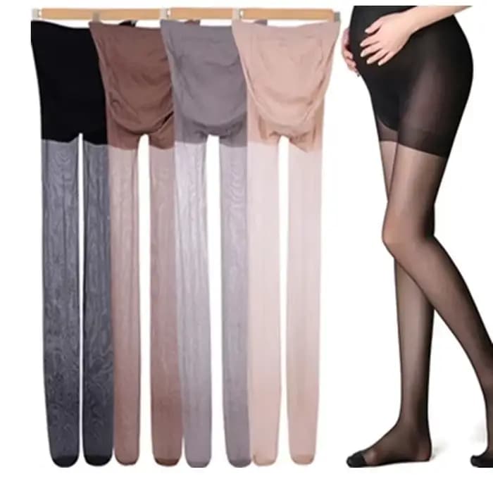Collants de grossesse respirants sur le ventre, bas de couleur unie
