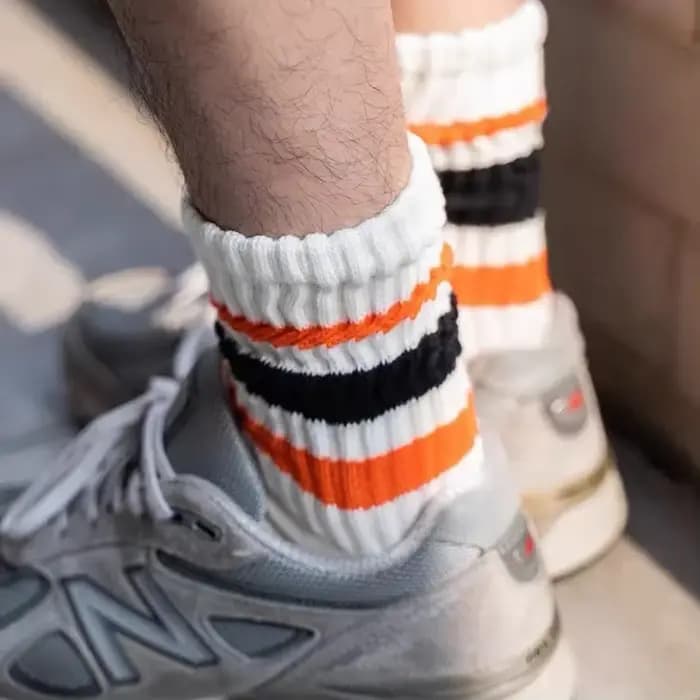 Vintage hommes rayé moyen Tube chaussettes
