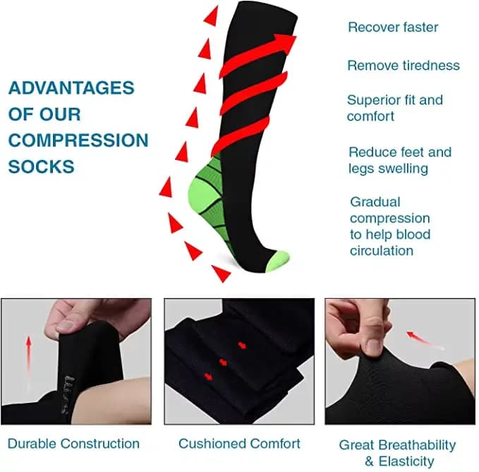 Chaussettes de compression unisexes pour hommes et femmes, chaussettes de sport en plein air, longue ULdiabétique, fitness, mollet, muscle, YS1009