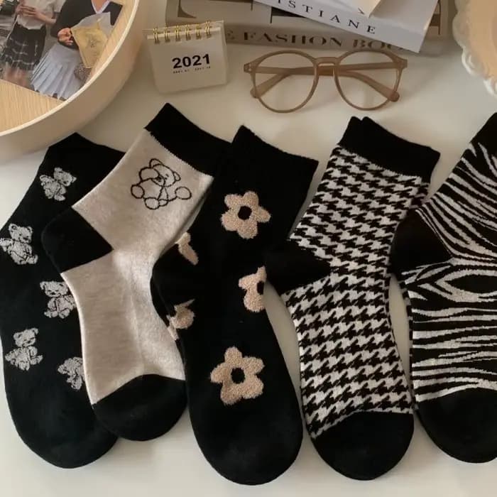 5 paires de chaussettes mi-mollet pour femmes
