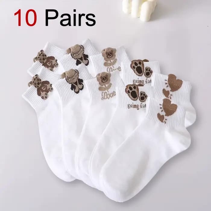 5/10 paires de chaussettes ours mignon pour femmes