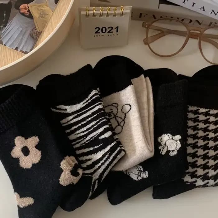 5 paires de chaussettes mi-mollet pour femmes
