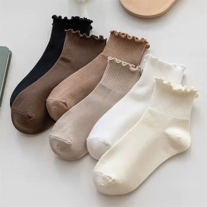 Chaussettes courtes à volants pour femmes