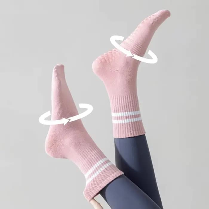 2 paires de chaussettes Pilates pour femmes avec poignées