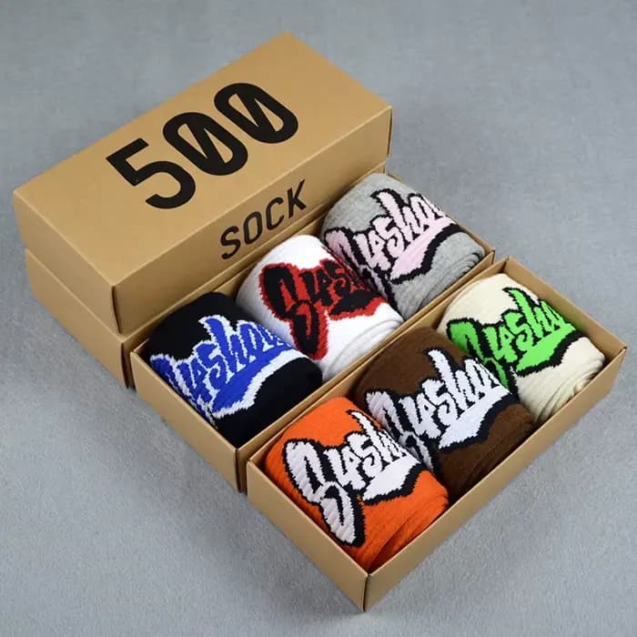 Chaussettes pour hommes 3 paires/boîte lettres colorées personnalité de rue sauvage drôle Hip Hop Couple mode