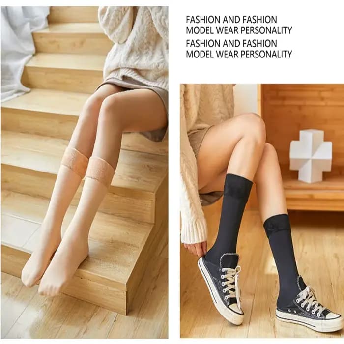 1 paires femmes hiver chaud épaissir chaussettes thermiques doux décontracté couleur unie chaussette laine cachemire