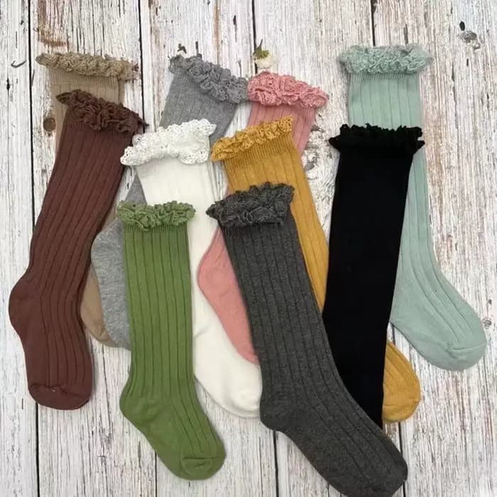 Chaussettes hautes à volants pour enfants de 0 à 8 ans