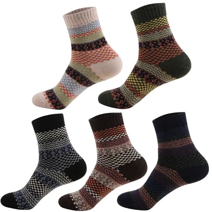 5 paires/lot hommes chaussettes hiver épais chaud rayure laine chaussettes décontracté chaussette affaires hommes chaussettes de haute qualité