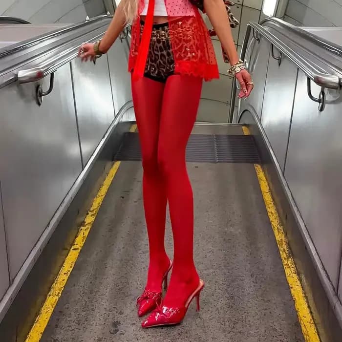 Vin rouge collants femmes Leggings moulante Sexy voir à travers la Lingerie Ins chaud Femme