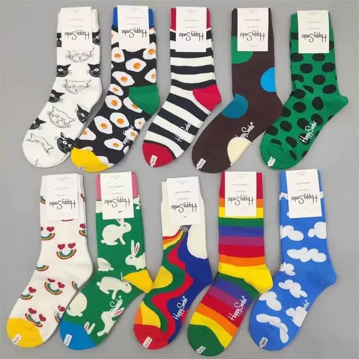 Happy Socks Chaussettes mi-tube pour femme Chaussettes quatre saisons en pur coton TAILLE 36-40