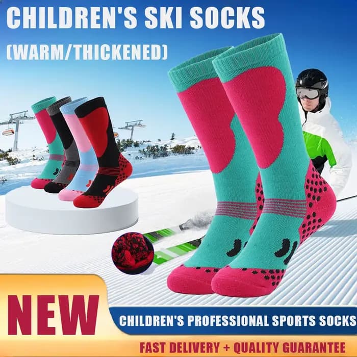 Nouvelles chaussettes de ski thermiques pour enfants, en coton, plus épaisses, chaudes, pour sports de plein air, chaussettes de ski, de cyclisme, de neige, thermosocks pour enfants, filles et garçons