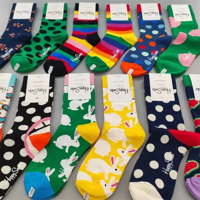 Happy-Chaussettes mi-tube en coton pour femmes