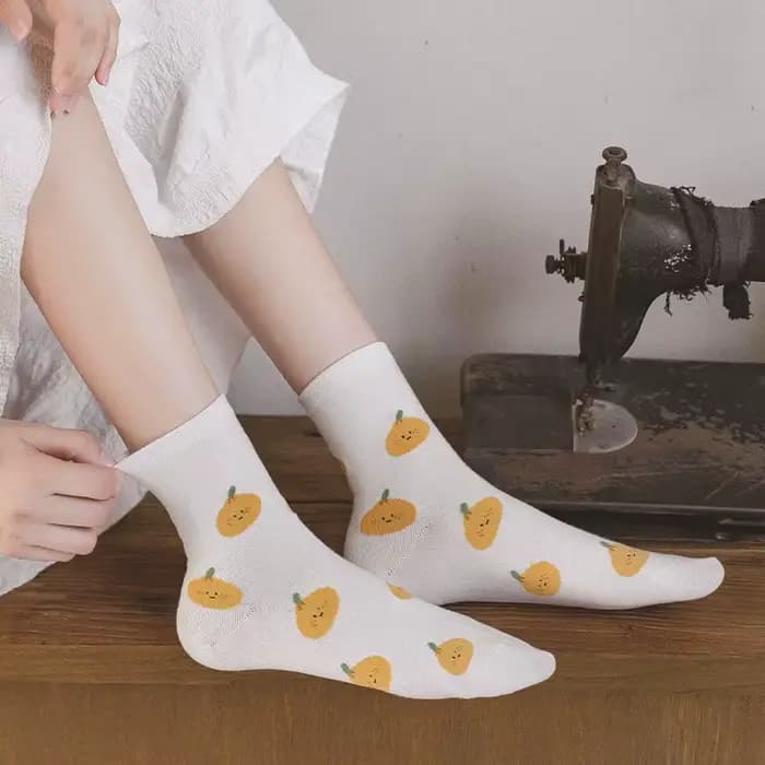 Chaussettes à tube torsadé jaune pour femmes