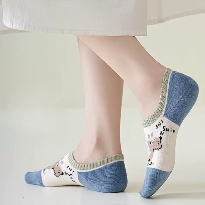Pantoufles chaussettes mignonnes imprimées de dessin animé pour femmes
